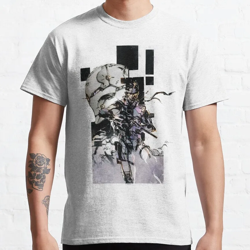 Solid Snake and Cyborg Ninja MSG grey fox cyborg ninja Metal Gear Solid Kojima Video game Printed t-shirt Mens graphic tshirts