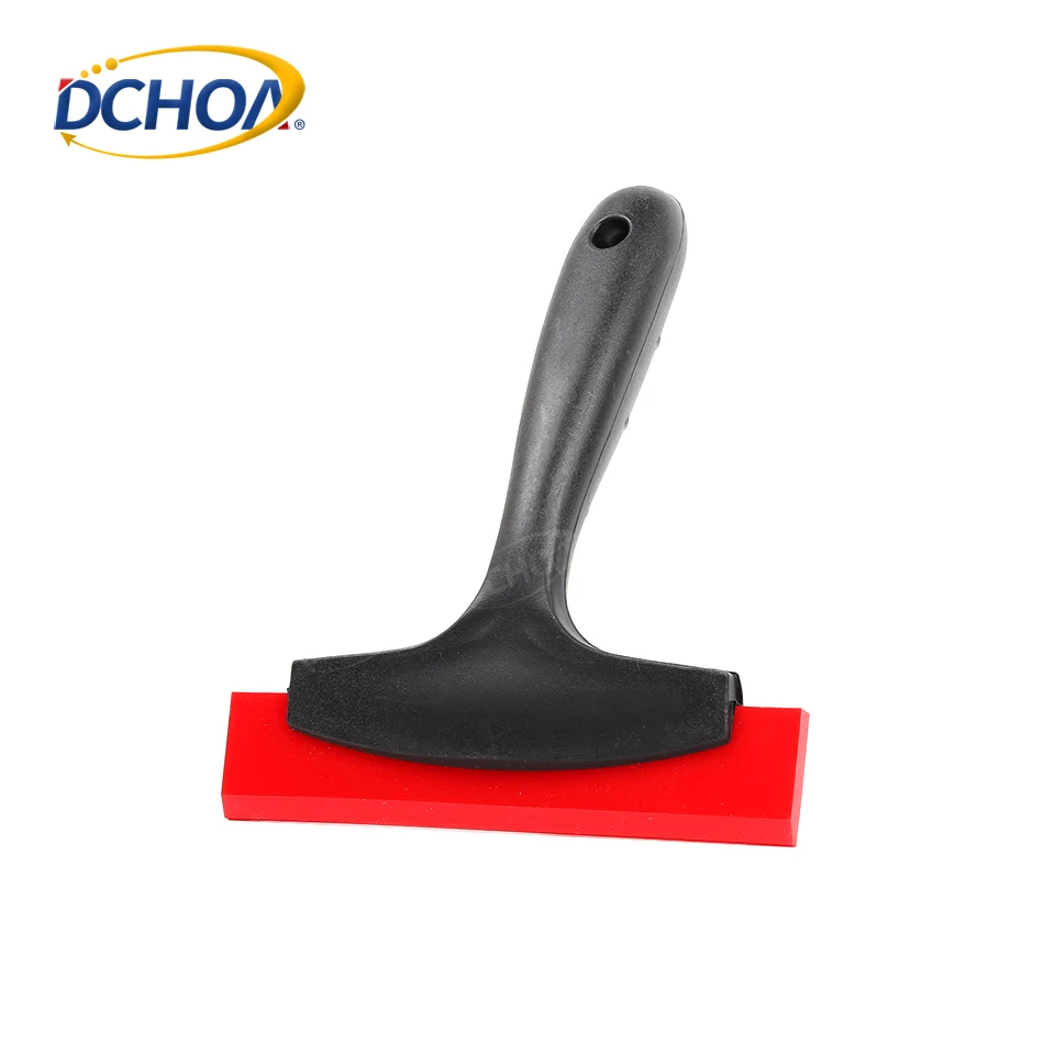 DCHOA Red Rubber Handle Squeegee Glue Remover Scraper for Vinyl Wrap PPF Window Tint Film Car Care Detailing Tool