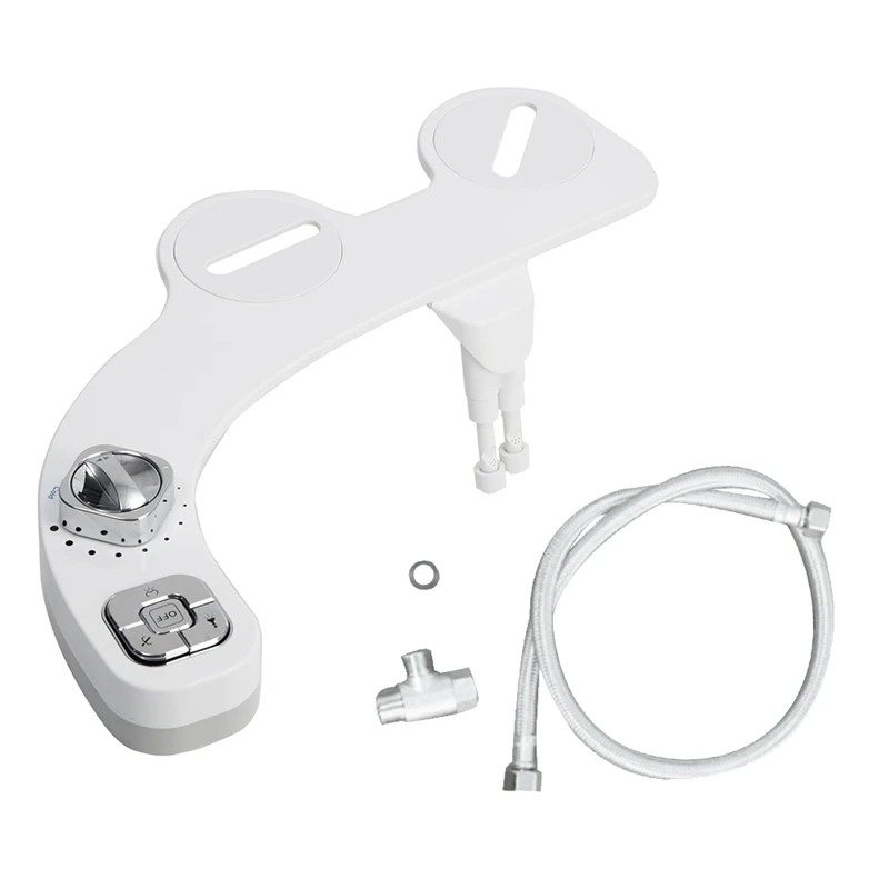 Bidet Attachment Sprayer For Toilet Non-Electric Self-Cleaning Dual Retractable Nozzles Adjustable Water Pressure