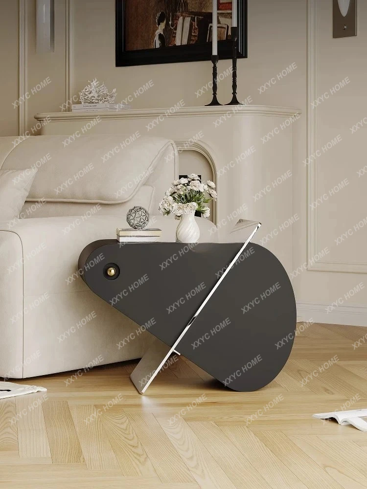 Wabi Sabi Wind Black Sofa Side Table Living Room Simple Modern Small Coffee Table