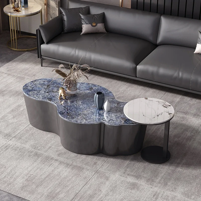 Coffee table special-shaped Italian minimalist rock slab wabi sandy wind light luxury modern, designer home
