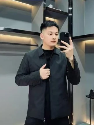 سترة رجالية أنيقة جديدة للربيع والخريف، تصميم عملي غير رسمي بياقة قابلة للطي، متعددة الاستخدامات وفاخرة بلون موحد #4