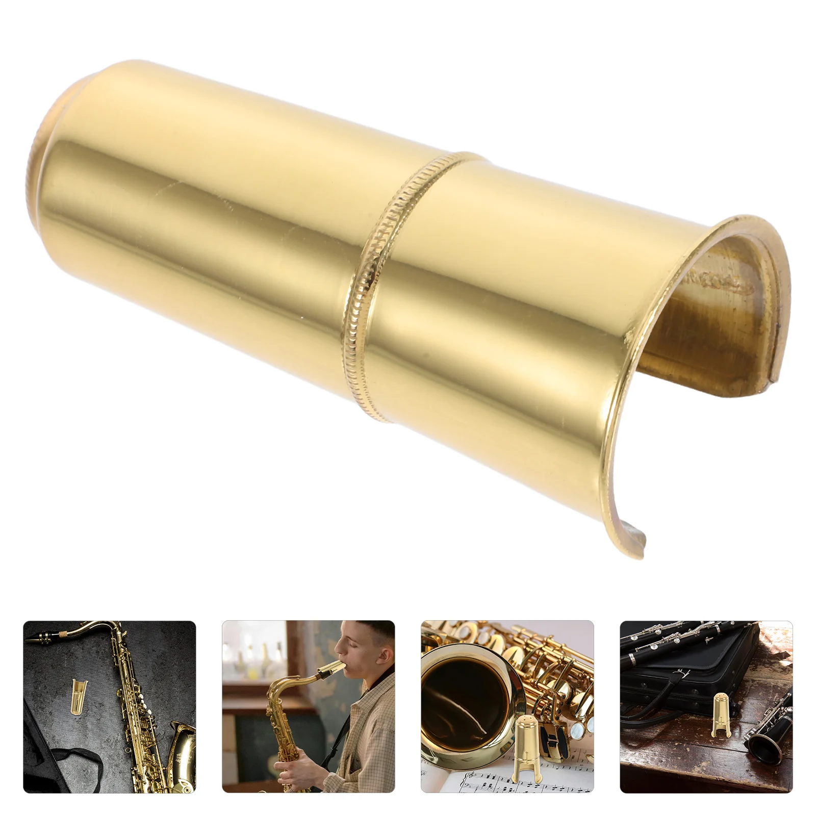 

84mm Tenor Saxophone Protective Metal Cap Golden Adjustable for Transparent Sax Tone and Mouthpiece Guard Saxophone Cap