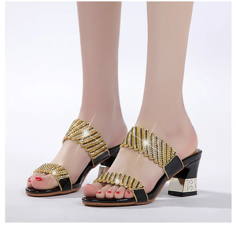 2023 Women\'s Fashion Spring Summer High Heel Sandals Sexy Comfortable Cute Hollow Rhinestone Leather Sandals