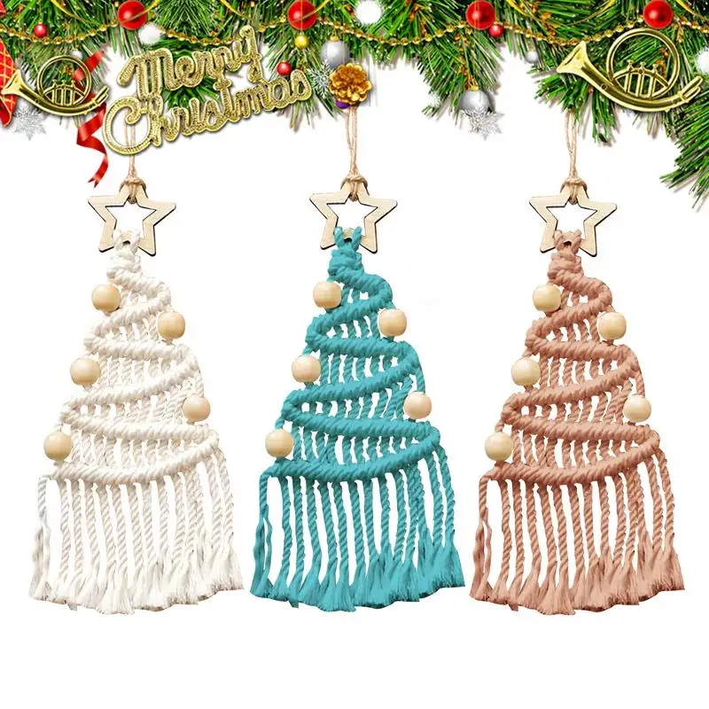 Decorazioni in macramè per albero di Natale Principianti Kit intrecciato Boho fai-da-te con tutorial Arti e mestieri per camera da letto Camera dei bambini Balcone