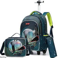 Rolling School Bags for Boys Girls Backpack Set Children School Backpacks with Wheels for Elementary Student Trolley Luggage Bag