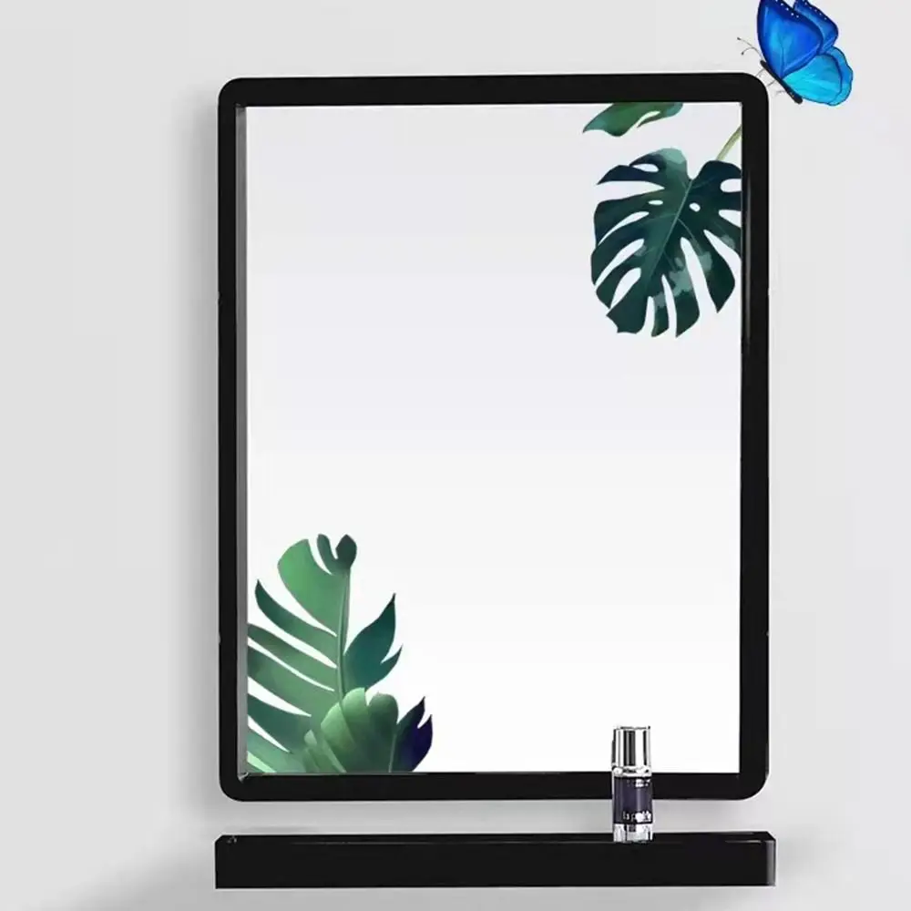 Rectangle Wall Hanging Mirror Metal Framed Wall-Mounted Dressing Mirror Rounded Corner Black White Makeup Mirrors Living Room