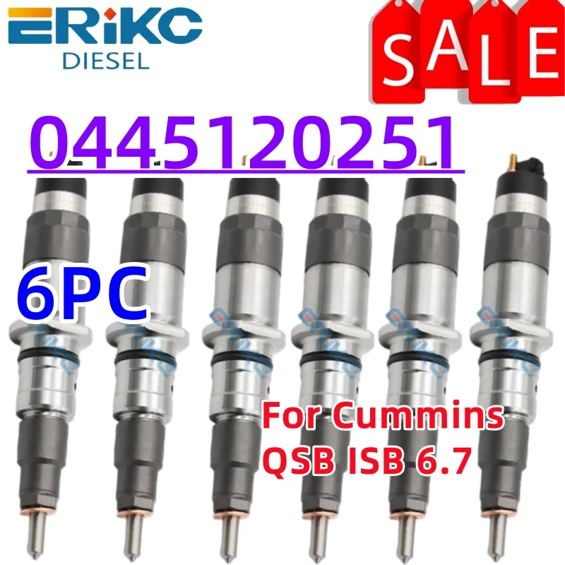 

6 шт. 0445120251 5263314 0 445 120 251 0445 120 251 форсунка дизельного топлива для двигателя Cummins DCEC QSB ISB 6,7 ERIKC