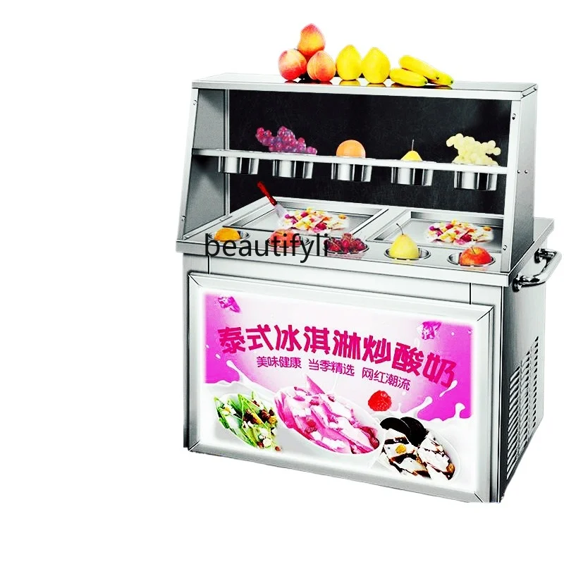 

Fried Yogurt Machine Fried Ice Machine Commercial Single and Double Pot Ice Cream Fryer Stall