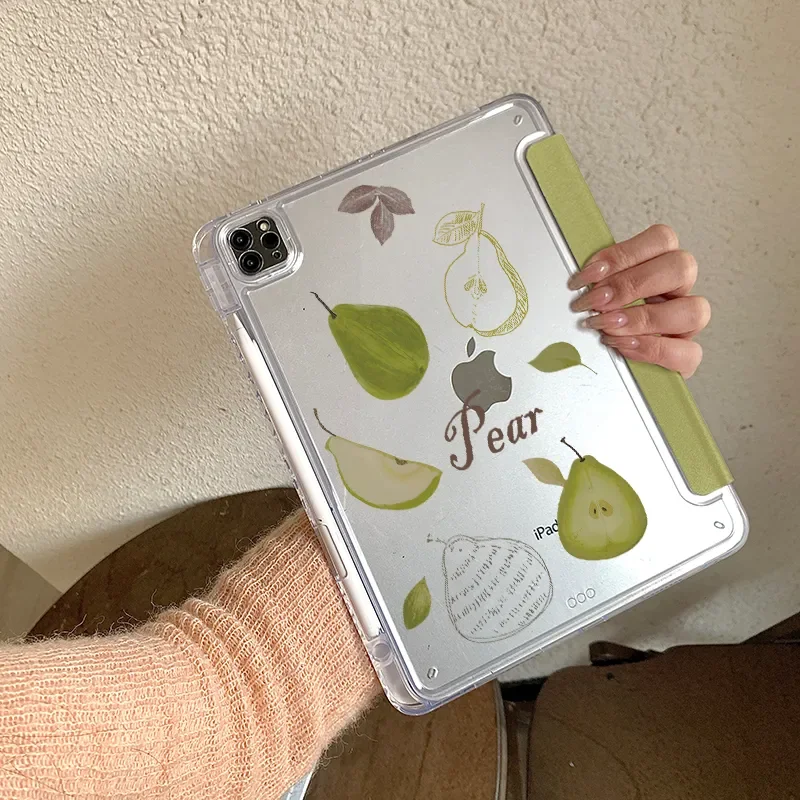 

ink Green Pear Line Summer Y2K Cover For iPad Pro 13 11th M5 M4 12.9 A16 10 8 7 9th 10th For Ipad Air 11 M2 M3 Mini Tablet Case