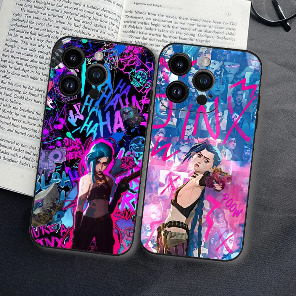 حار أنيمي لعبة غامضة Jinxs قضية الهاتف آيفون 16 15 11 13 14 برو ماكس 7 8 زائد X Xr Xs ماكس 12 البسيطة غطاء قذيفة سوداء #1