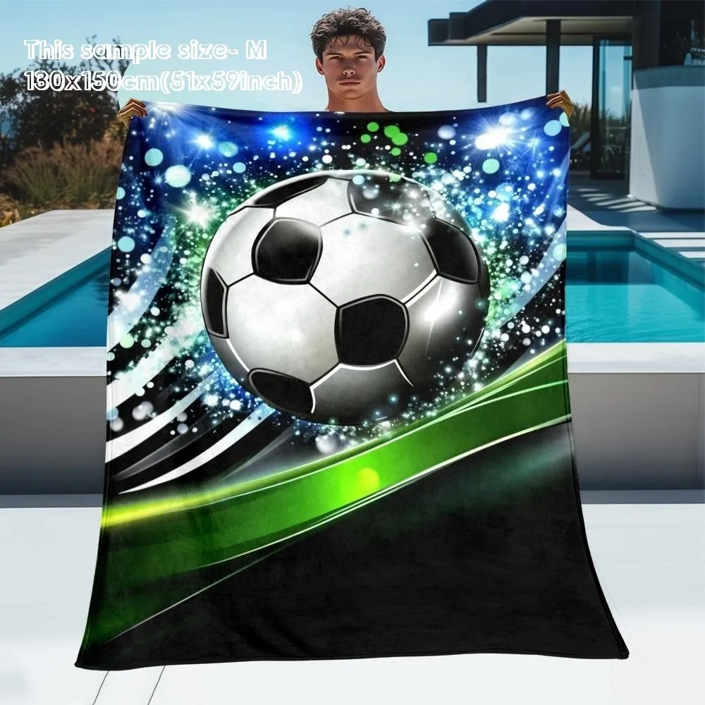 1pc Soccer Arts Flannel Blanket Gifts To Soccer Fan Flannel Blankets Keep Warm Watch A Football Match Four Season Use