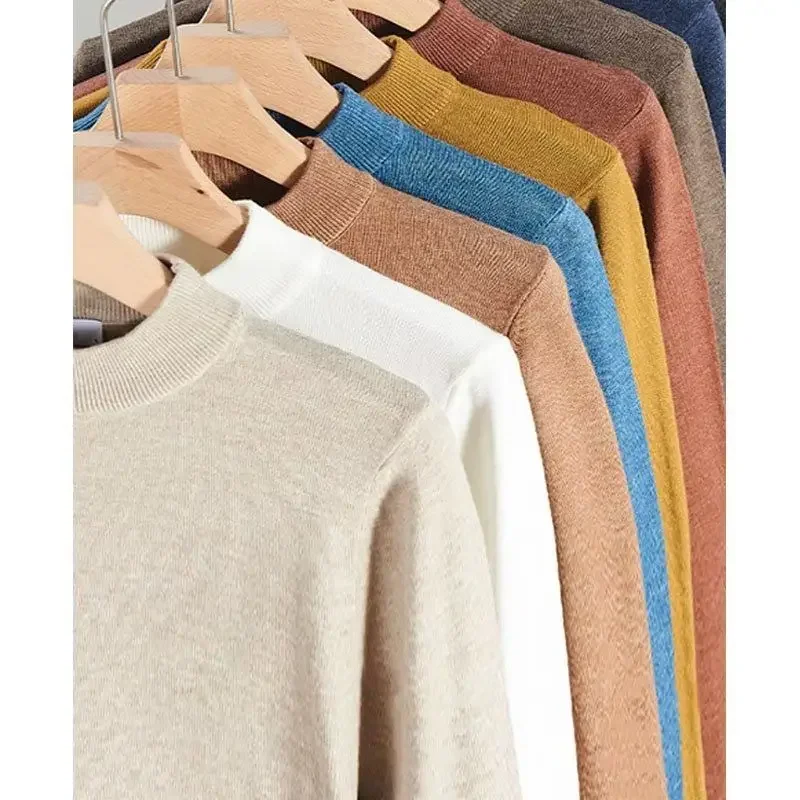 

Perfect For Office And Casual Sweaters New Mens Slim Fit Basic Knitting Pullovers Thermal Mid Neck Business Casual Sweater Male