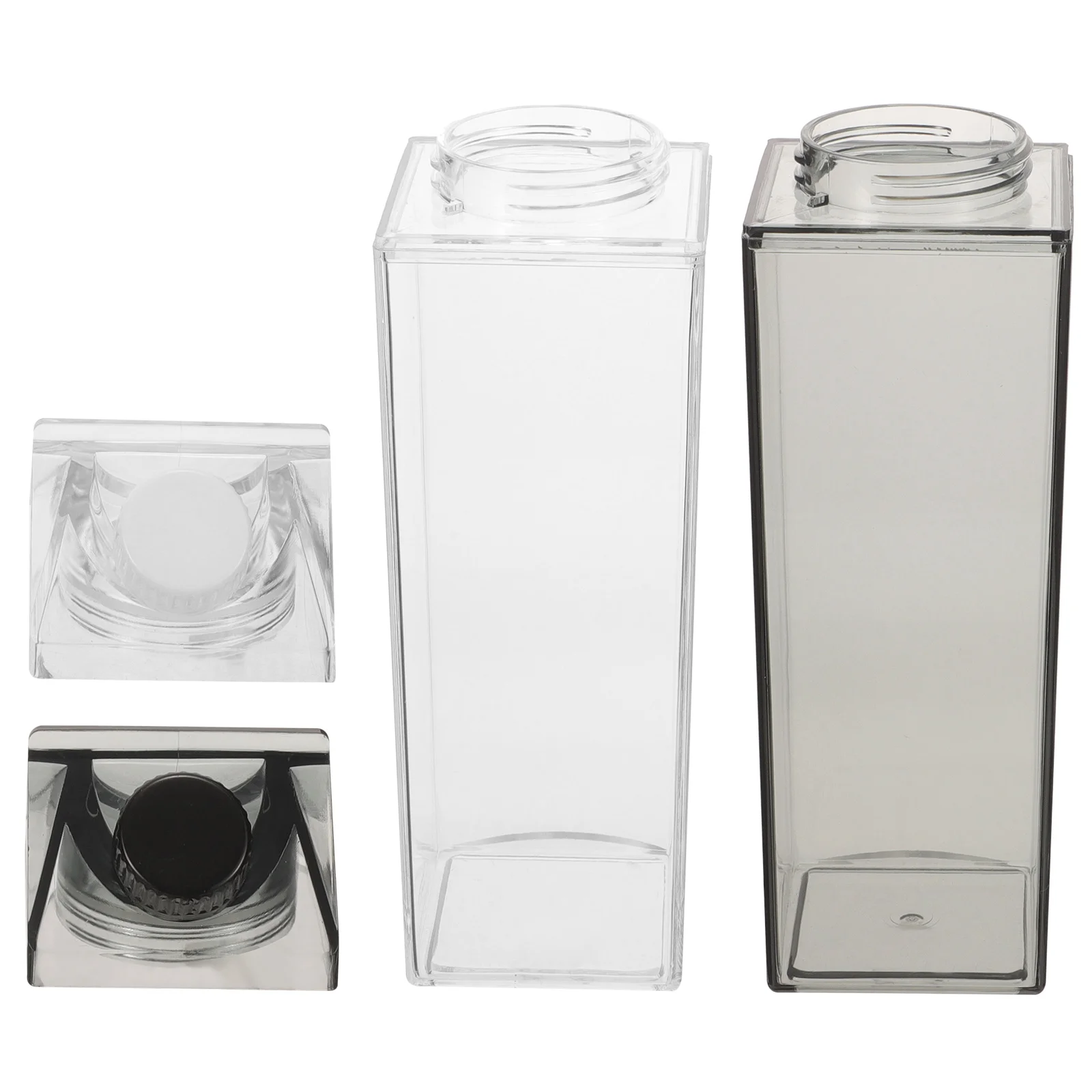 

2Pcs Milk Bottle Reusable Leakproof Clear Milk Carton Water Bottles Portable Square Juice Container Camping Travel Bottle