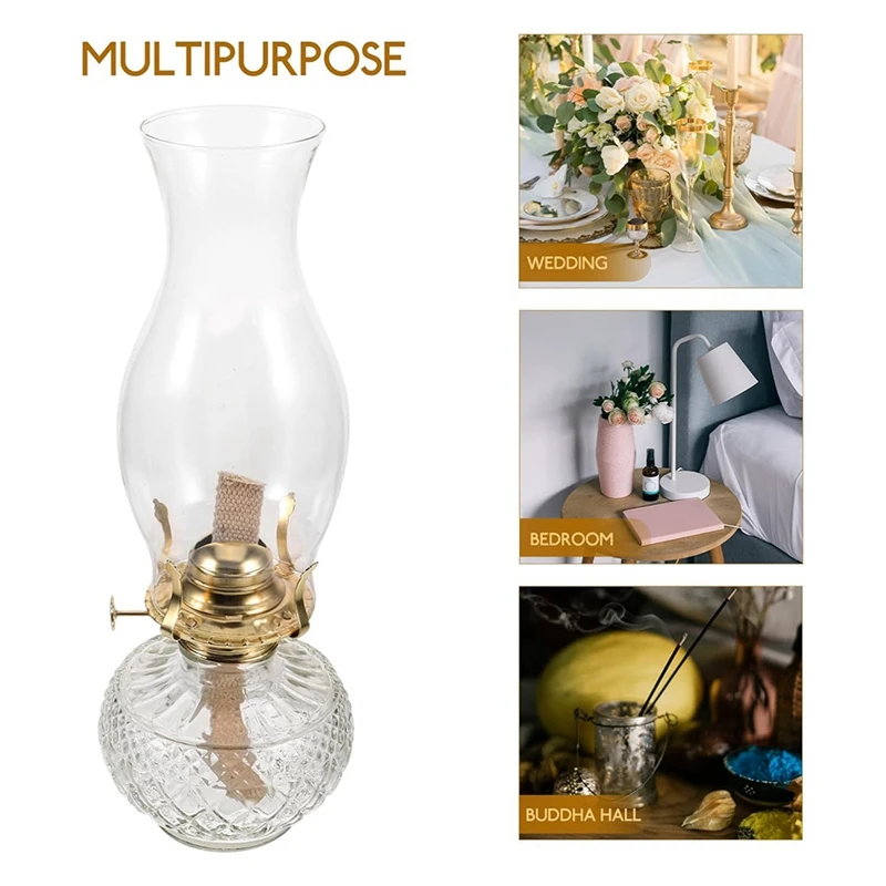 ●Vintage Glass Coal Lamp Rustic Oil Lamp Oil Lamps for Indoor Use Home Decor Lighting Oil Lantern-A57M