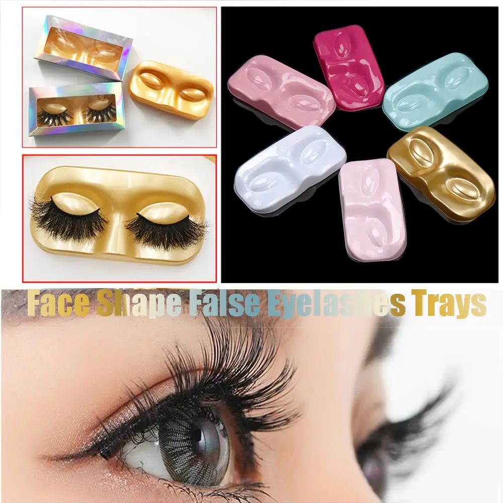 Portable Reusable Face Shape Packaging Box Eyelash Trays Lashes Storage False Eyelashes Case