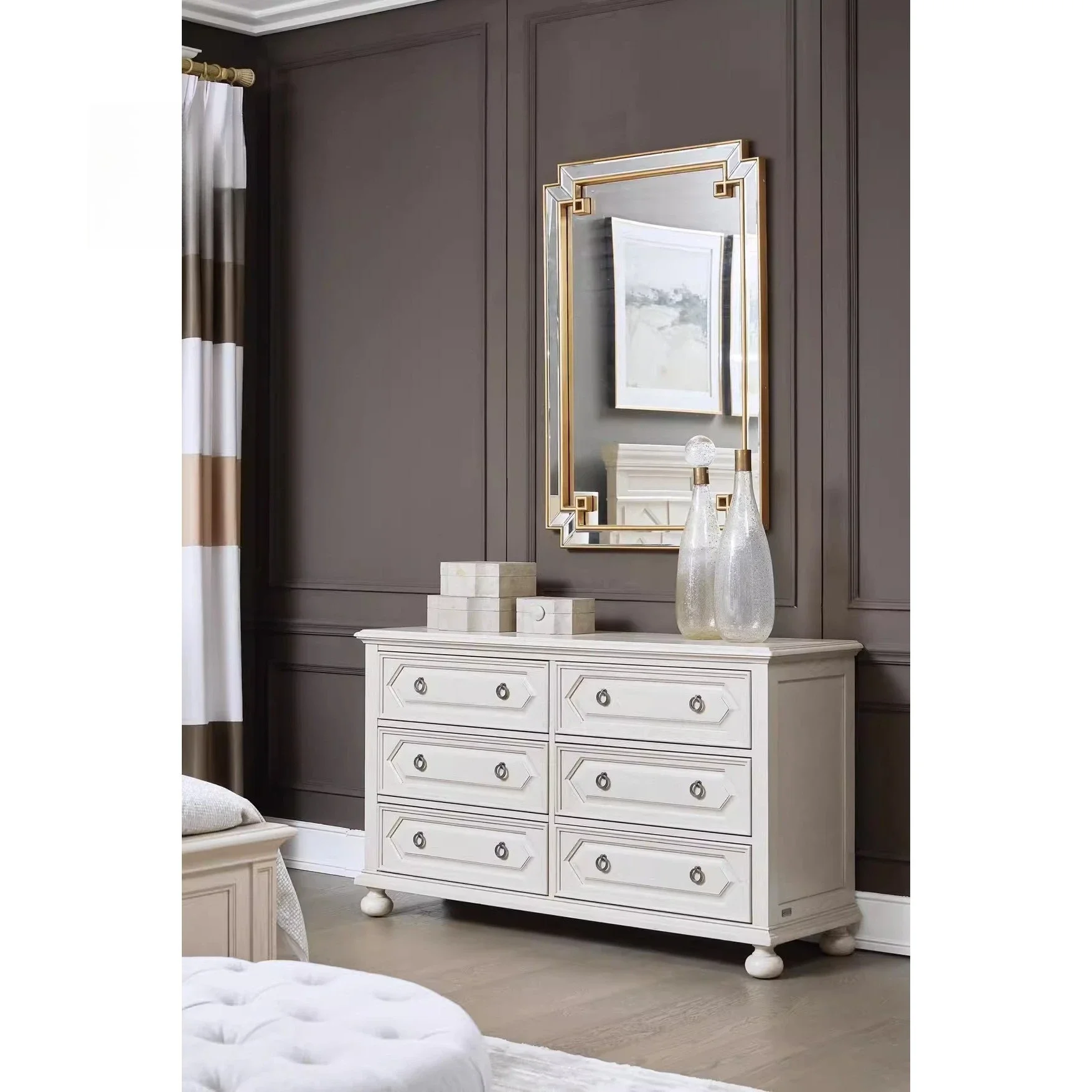 Meuble TV moderne et Simple pour chambre à coucher nord-américaine, meuble à Six seaux en chêne, vente directe d'usine