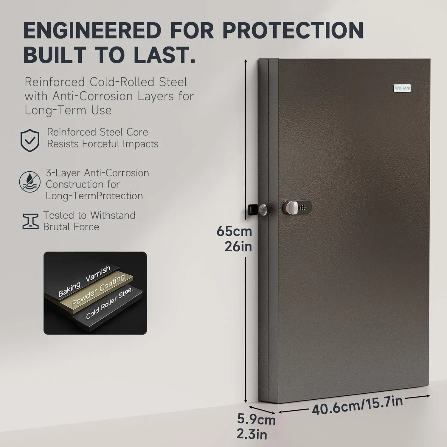 WeHere Key Lock Box Wall Mount(96 Keys),Key Cabinet Security Combination Lockbox with Key Tags,Digital Code Key Storage Lockbox