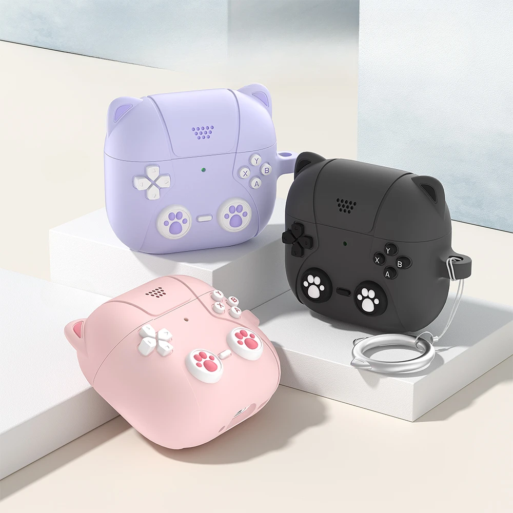 Funda protectora creativa para auriculares con diseño de pata de gato para Airpods 4, gran oferta, funda protectora de silicona suave para auriculares