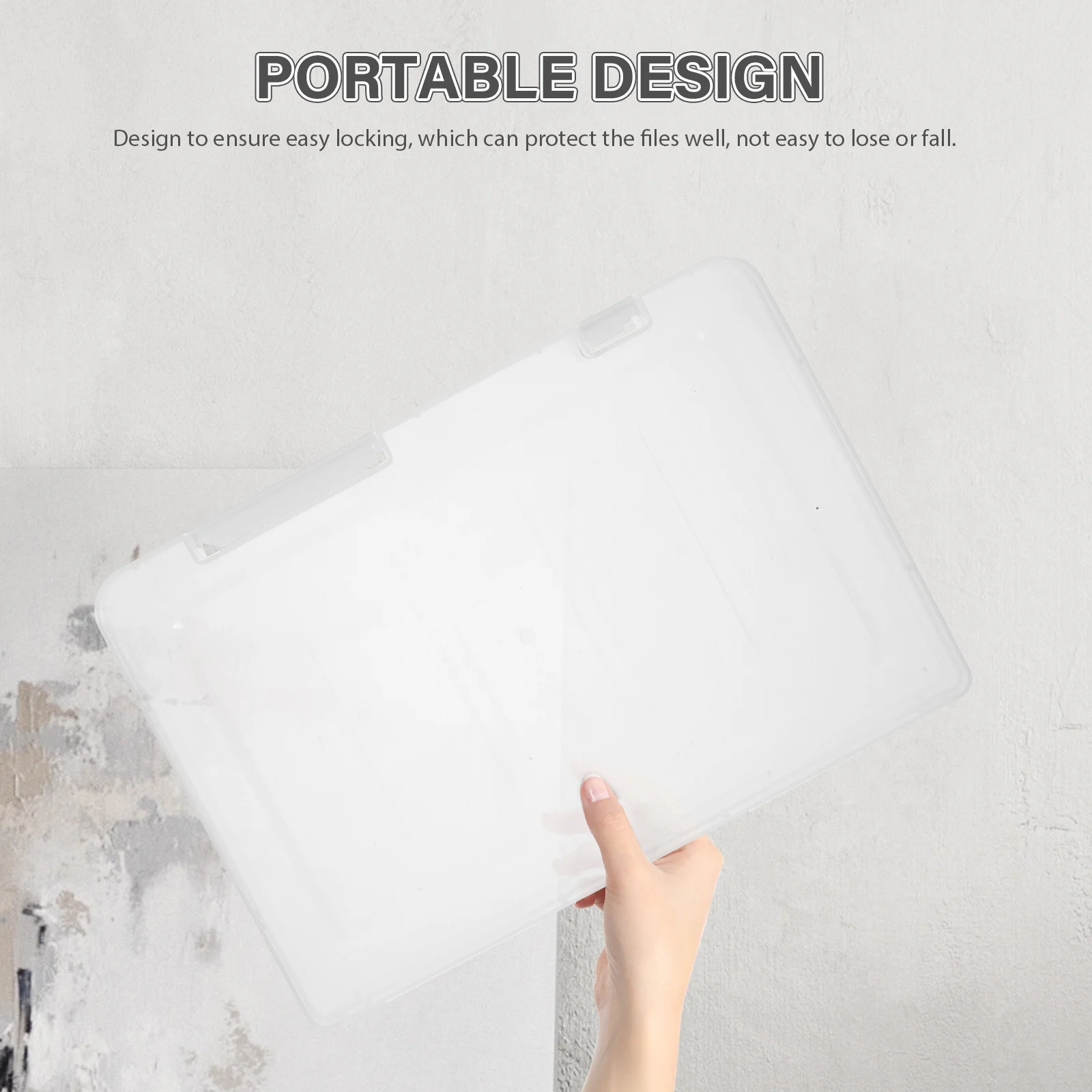 

4pcs A4 File Storage Box Portable Project Case Plastic Document Holder Stationery Container Transparent Scrapbook Paper Storage