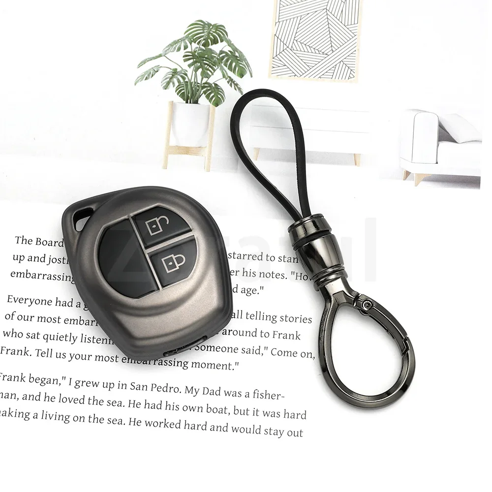 Soft Gun Grey TPU Keyless 2 Buttons Accessories For Suzuki Swift Grand VITARA IGNIS ALTO Remote Key Fob Case Cover Holder