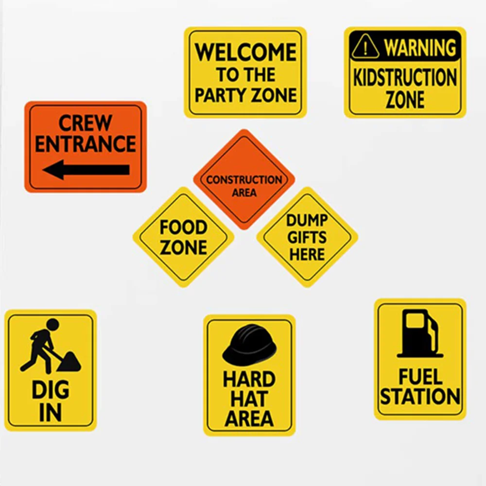 

Traffic Signs Birthday Party Decorations 12 PCS Traffic Sign Cutouts for Kids Zone Construction Theme Party Supplies