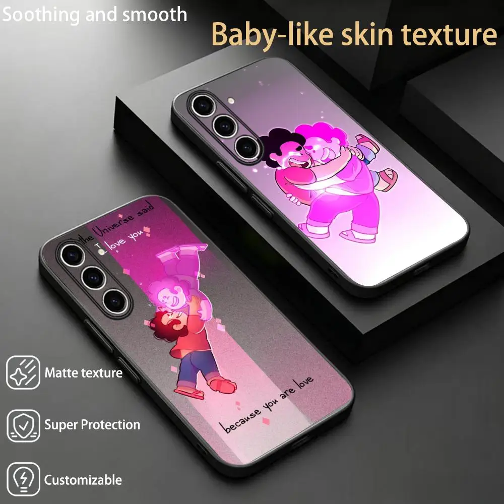Cute universe Steven design ins  Phone Case For Samsung Galaxy S26 S25 S24 S23 S22 S21 Plus Ultra Note20 Soft Black