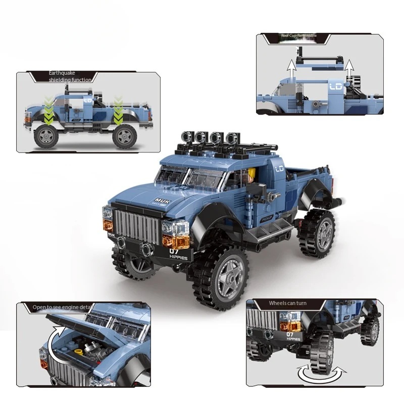 

MOC Monster Truck Building Blocks Set, Technical City Off-road Transport Vehicle Model, Hand Assembled Bricks Craft