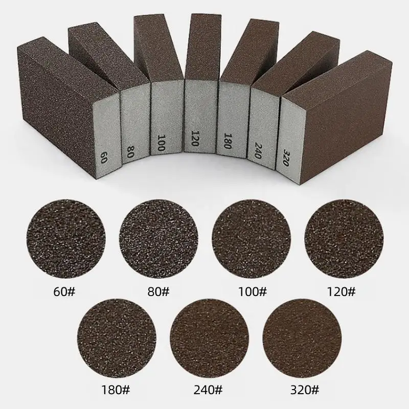 

7Pcs Sanding Sponge Blocks Grit 60 80 100 120 180 240 320 Wall Grinding Sponge Sand Brick Sandpaper Paint Metal Abrasive Tools