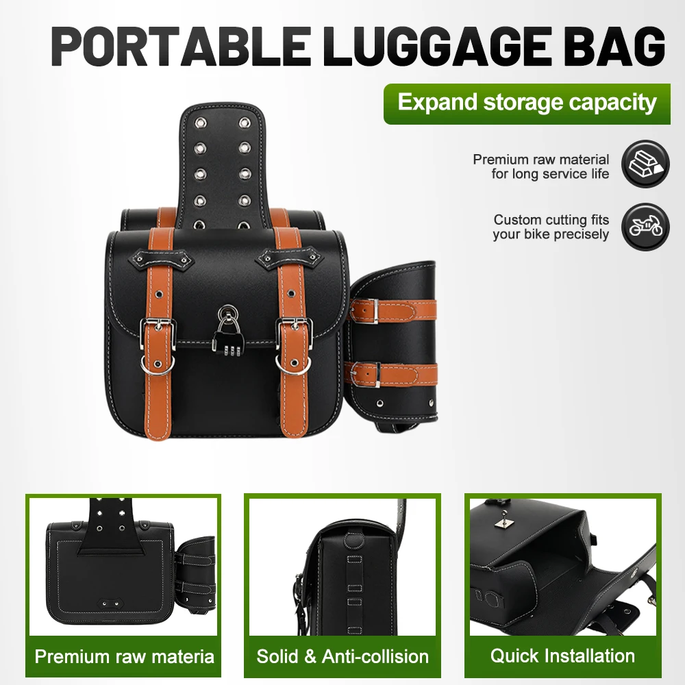 Vintage Universal Waterproof Motorcycle Side Saddle Pannier Bag, Modified Moto Hanging Storage Luggage Accessories