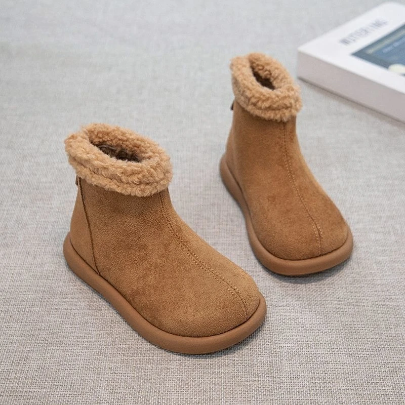 

Ботильоны из термостойкого искусственного меха для девочек, зимние детские зимние сапоги, утепленные уличные хлопковые сапоги для маленьких девочек, 2026