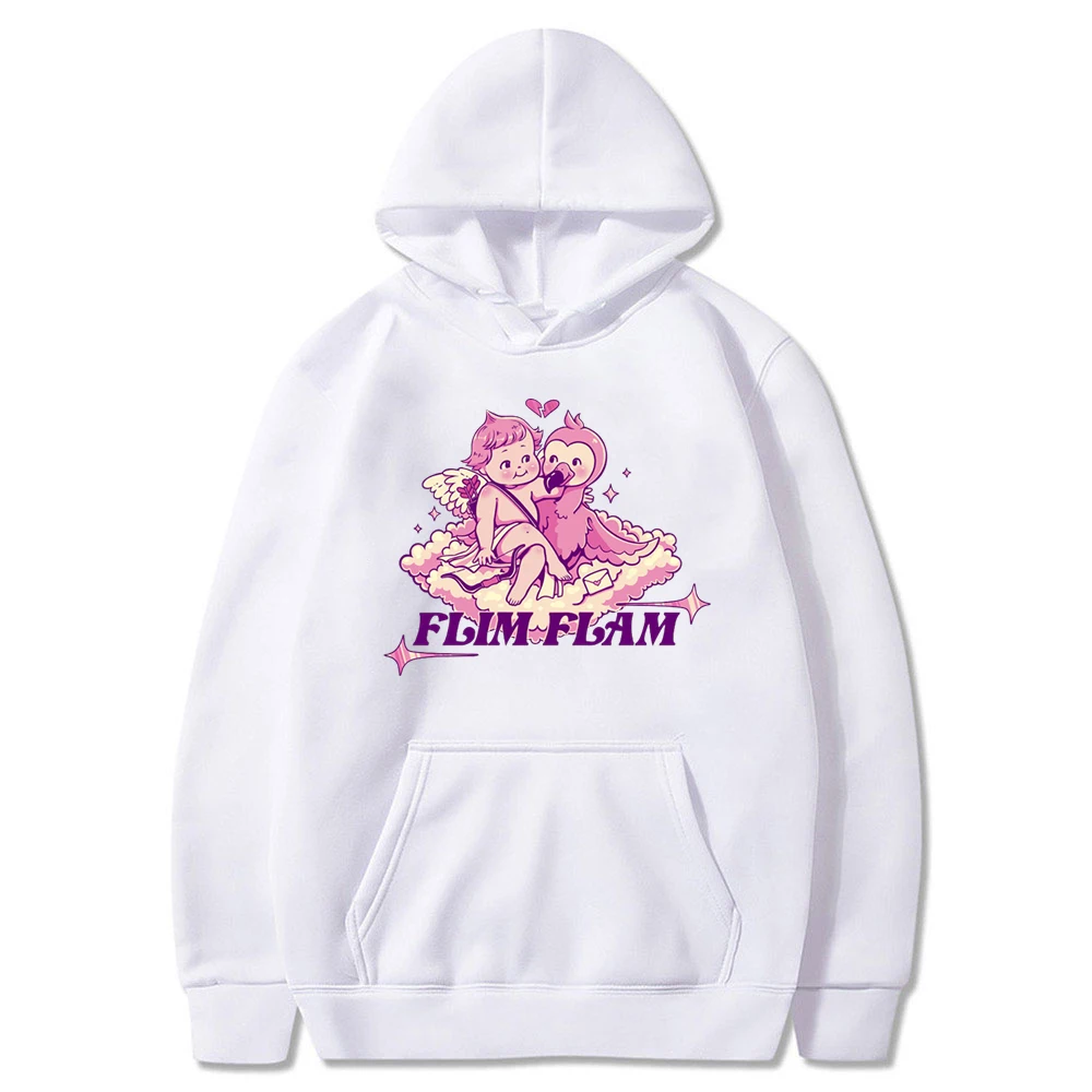 Flamingo Flim Flam Cupid Hoodie Long Sleeve Women Men Sweatshirt Casual Style Harajuku Streetwear Funny Clothes