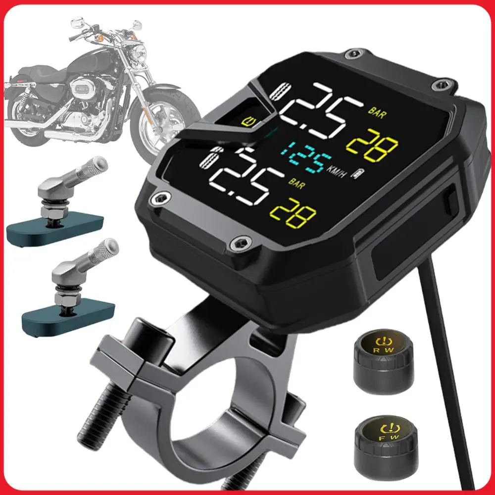 

Motorcycle TPMS Tire Pressure Monitoring System LCD Display Motorbike Tyre Pressure Temperature Alarm Motorcycle Accessories