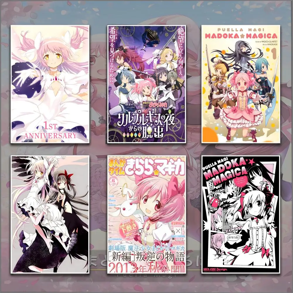 Puella Magi Madoka Magica Poster Sticky Wall Art Printing Waterproof Home Living Bed Room Aesthetic