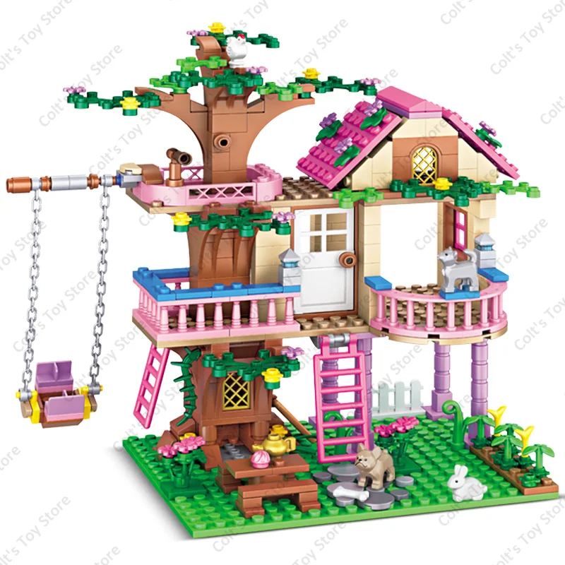 Girls Friendship Tree House Building Blocks Villa Castle Model Girl's Figure Doll Toy Wholesale And Retail Compatible Brick Gift