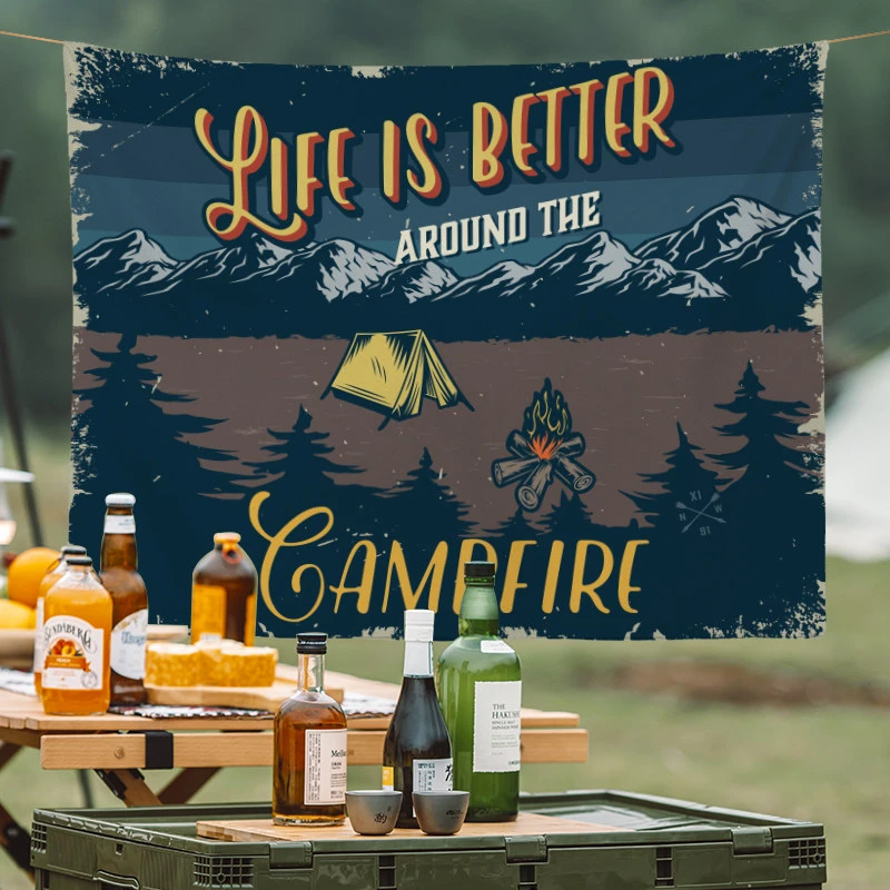 VIKAMA Camping & Surfing Beach Tapestry, 6 Assorted Designs, Wall Hanging Art for Bedroom Living Room