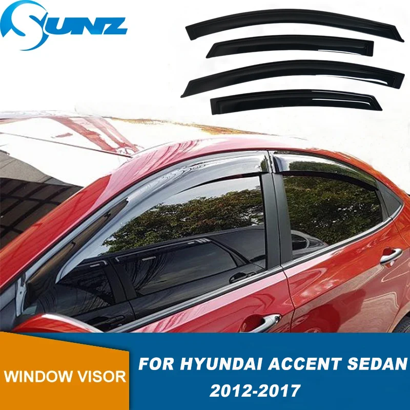 Side Window Deflectors For Hyundai Accent Sedan 2012 2013 2014 2015 2016 2017 Window Visors Side Rain Guard Vent Deflectors SUNZ