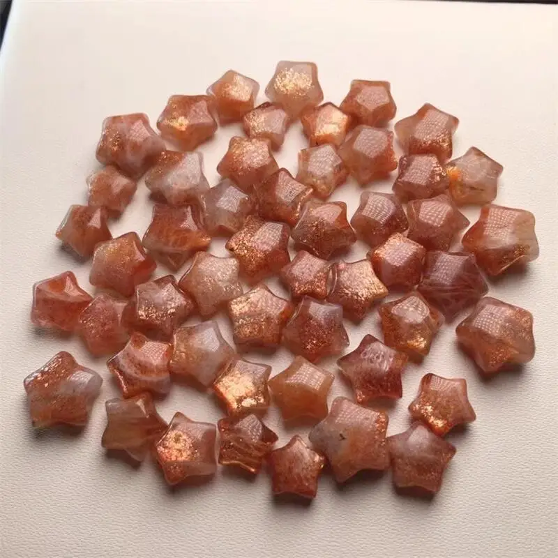 5PCS Natural Golden Sunstone Star Carving Making For Pendant Earring Bracelet Jewelry Gift DIY Accessories 7-10MM