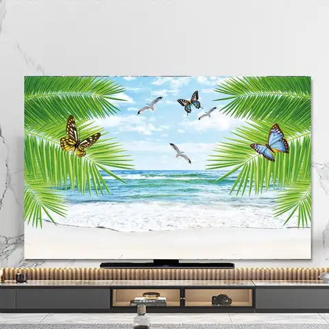 가정용 걸이식 LCD TV 커버, 멀티 사이즈 천, 모니터 커버, 패션 TV 커버, 먼지 방지 커버, 32-75 인치 가정용 걸이식 LCD TV 커버, 멀티 사이즈 천, 모니터 커버, 패션 TV 커버, 먼지 방지 커버, 32-75 인치