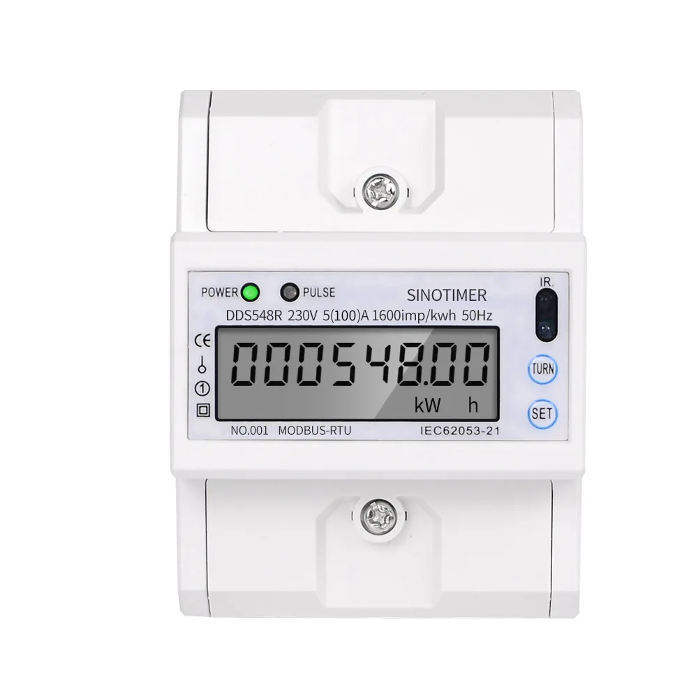 

DDS548R LCD Digital Display Single-phase 4P Electronic Energy Meter 30-100A 230V Din Rail Energy Meter with RS485 Communication