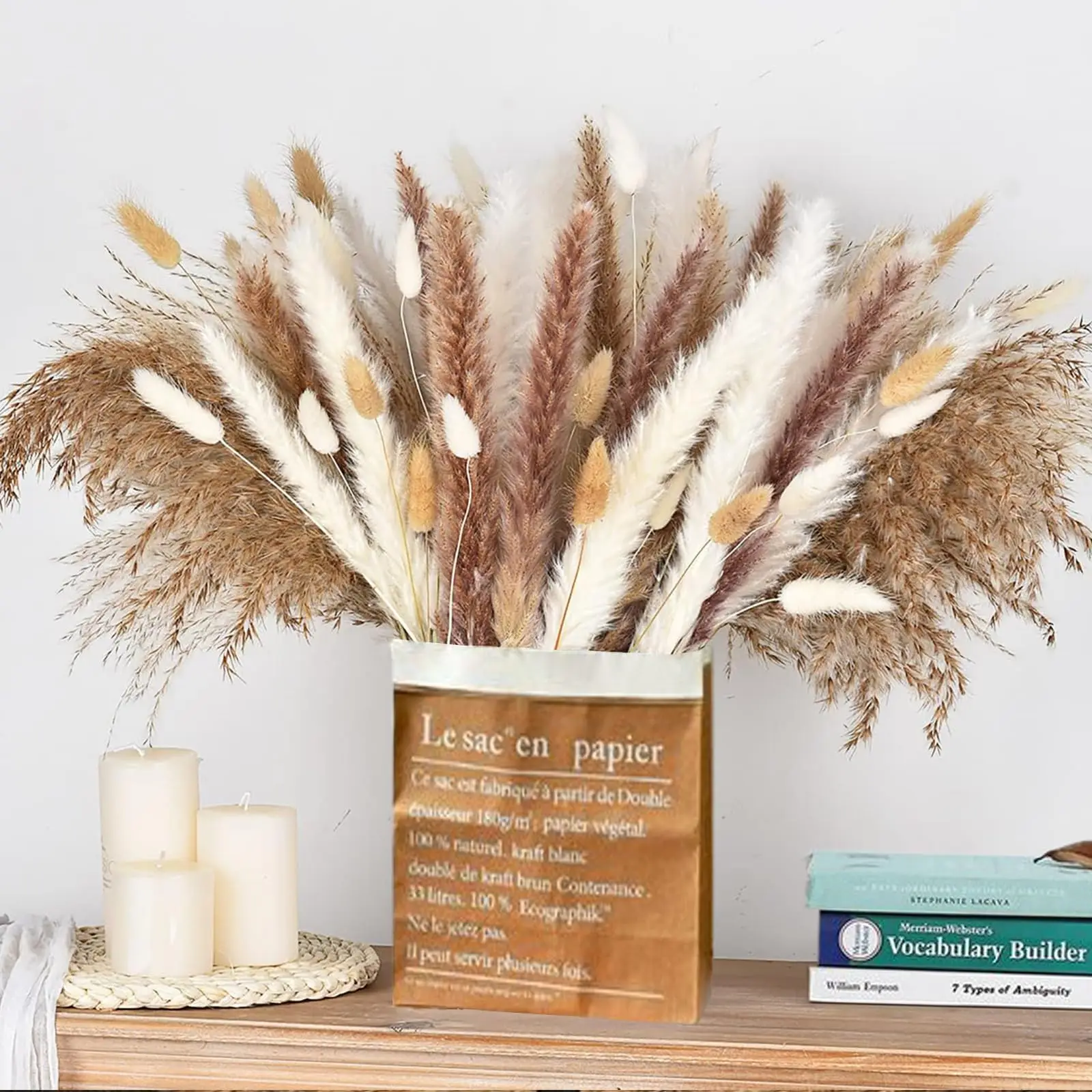 

110pcs Natural Dried Pampas Grass Bunny Tails MIX Bouquet Flowers for Wedding Party Living Room Home Decoration Arrangement