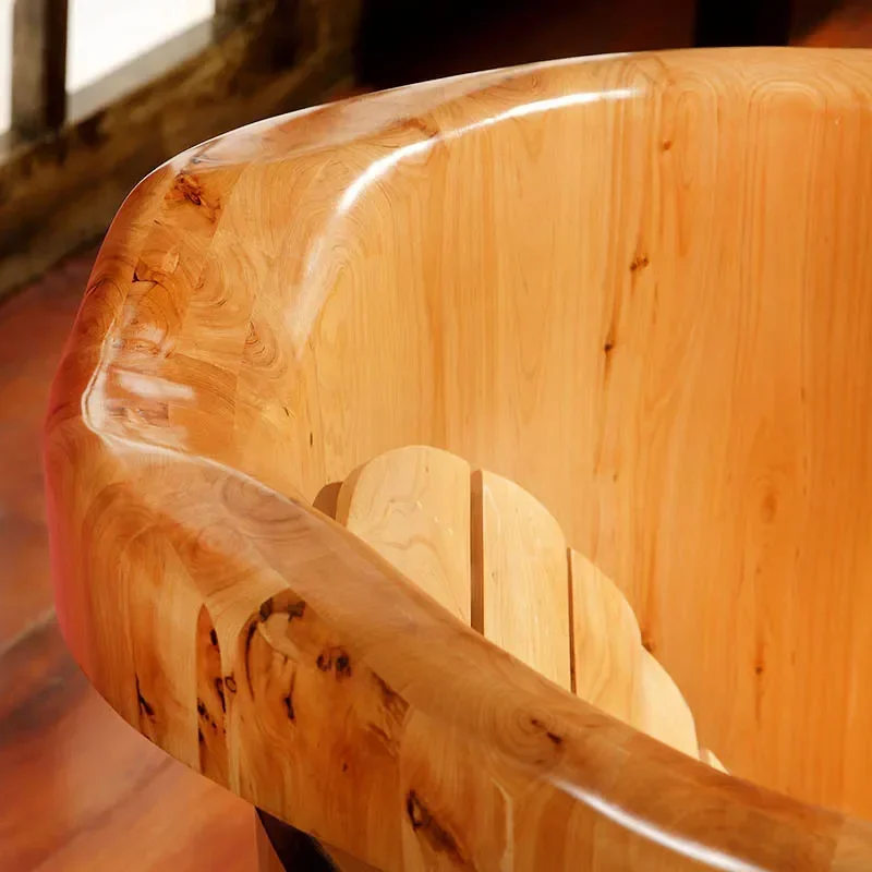 Cedar Wood Adult Bath Bucket Solid Wood Bathtub Single Person Wooden Basin for Home Spa Soaking Tub Heat Retention Design