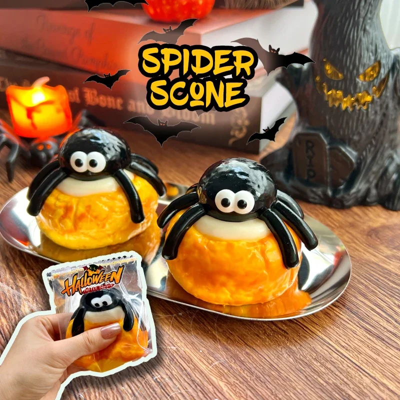Spider Scone Taba Squishy Handmade Creamy Soft Slow Rebound Stress Relief Fidget Toy for Halloween Gift