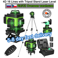 4D 16 Lines Laser Level USB Rechargeable Lithium Battery Leveling Tool with 1.2M 3-Heights Adjustable Tripod Stand