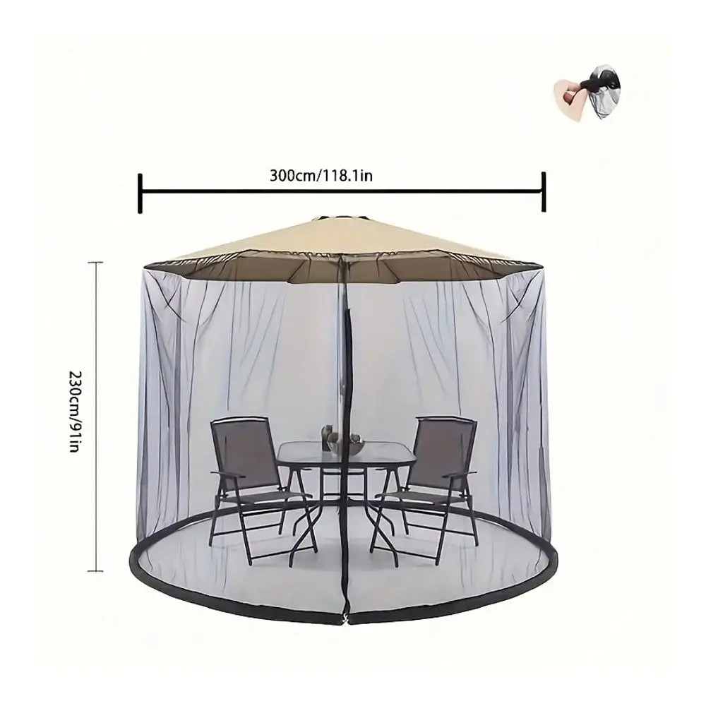 

Durable Polyester Umbrella Net, Mosquito Cover For Garden Patio, Easy Zipper Entry Accommodates Up To 8 People Spacious InsectF