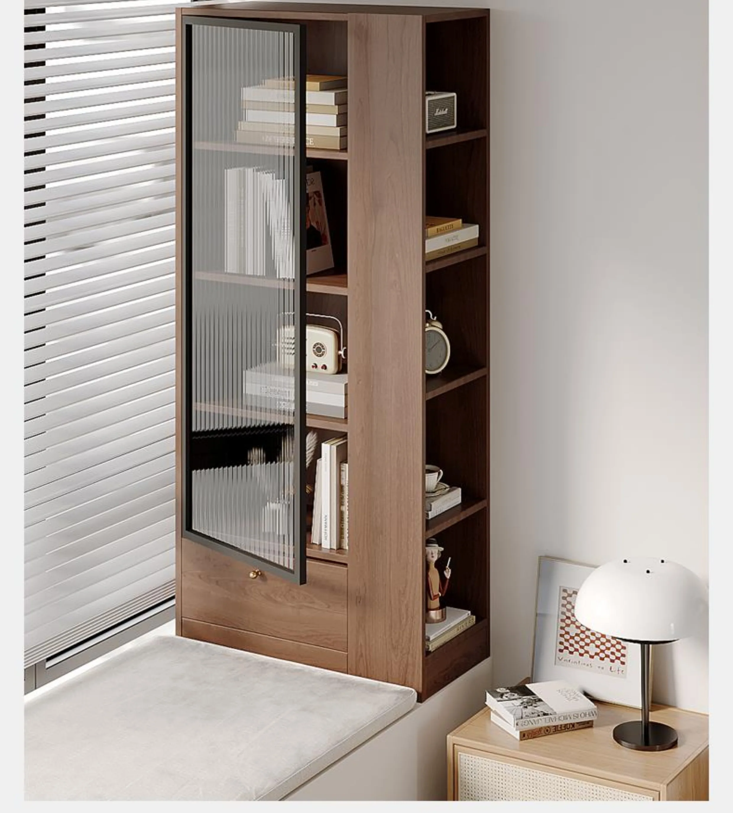 kz-bay window cabinet, locker, light luxury solid wood, simple floor , utility , storage , balcony window sill*