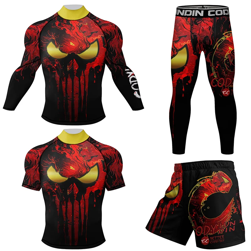 Custom Tshirt+Pants MMA Boxing Muay Thai Shorts Rashguard kickboxing Sets Fitness Sport Jersey Jiu Jitsu Bjj No Gi Sportsuits