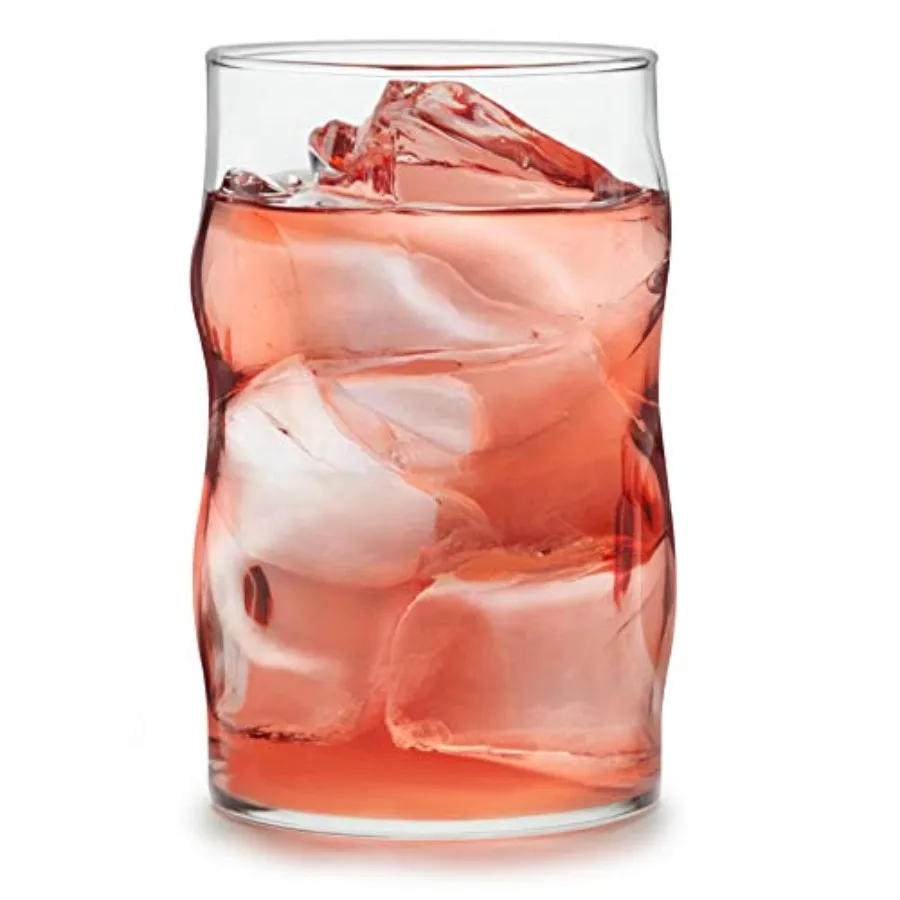 

Tumbler Drinking Glasses All Purpose Molten Groove Glasses Set of 8 Tactile Tall Drinking Glasses for Water Cocktails