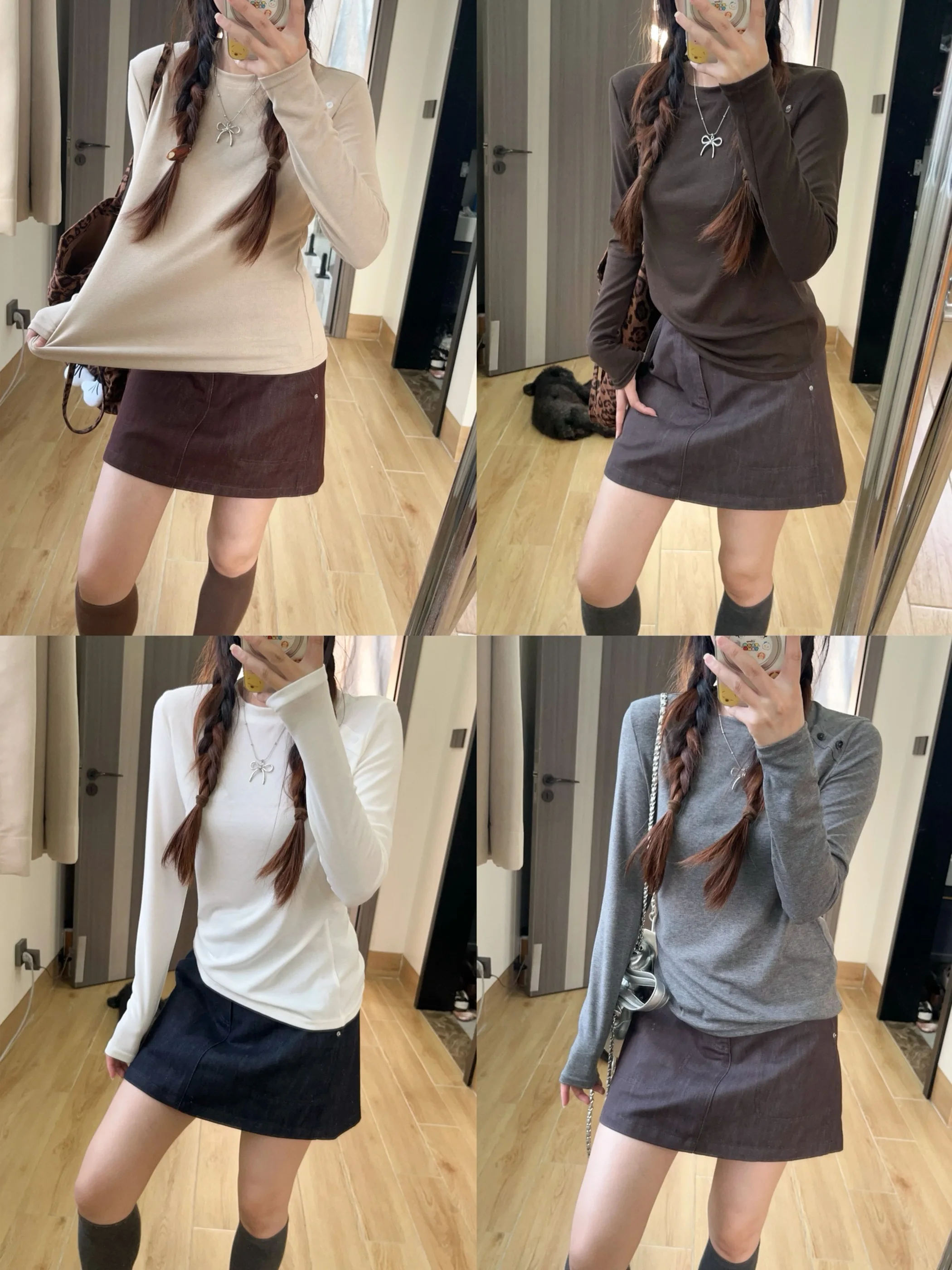 Slim Fit Long Sleeve T-Shirt Women's Base Layer Top Silk Wool Autumn Winter Design Button Neck Vintage Style Breathable Polye...