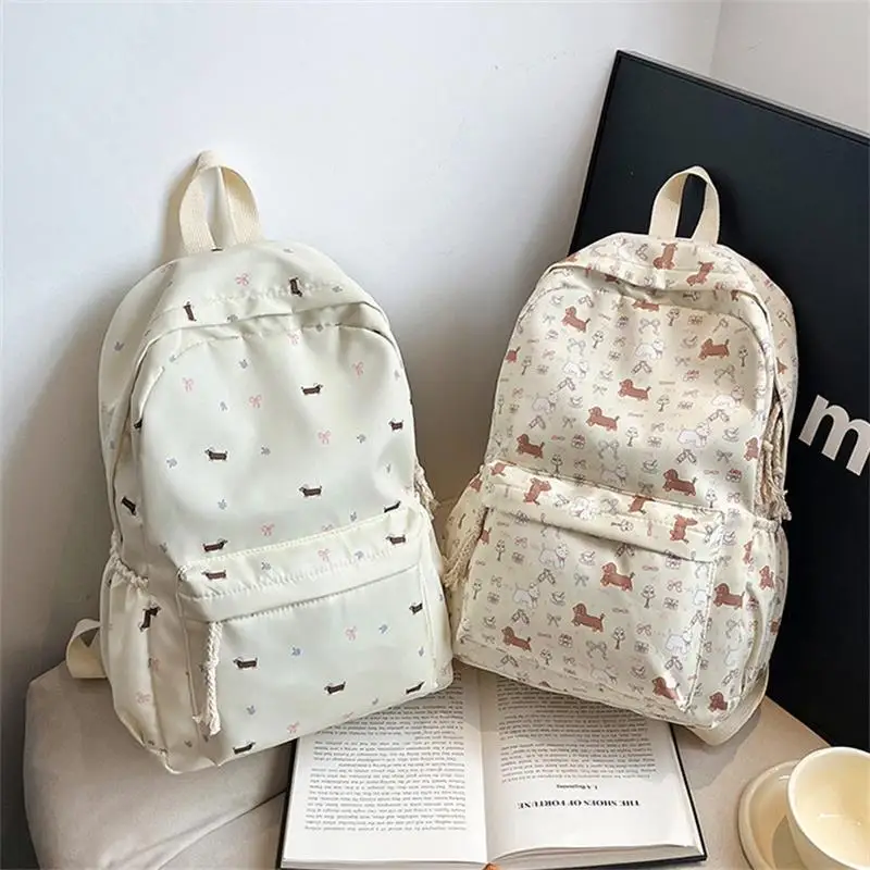 1Piece Cute Printed Puppy Dachshund College Style Backpack Student Schoolbag Portable Outdoor Mountaineering Bag Christmas Gifts